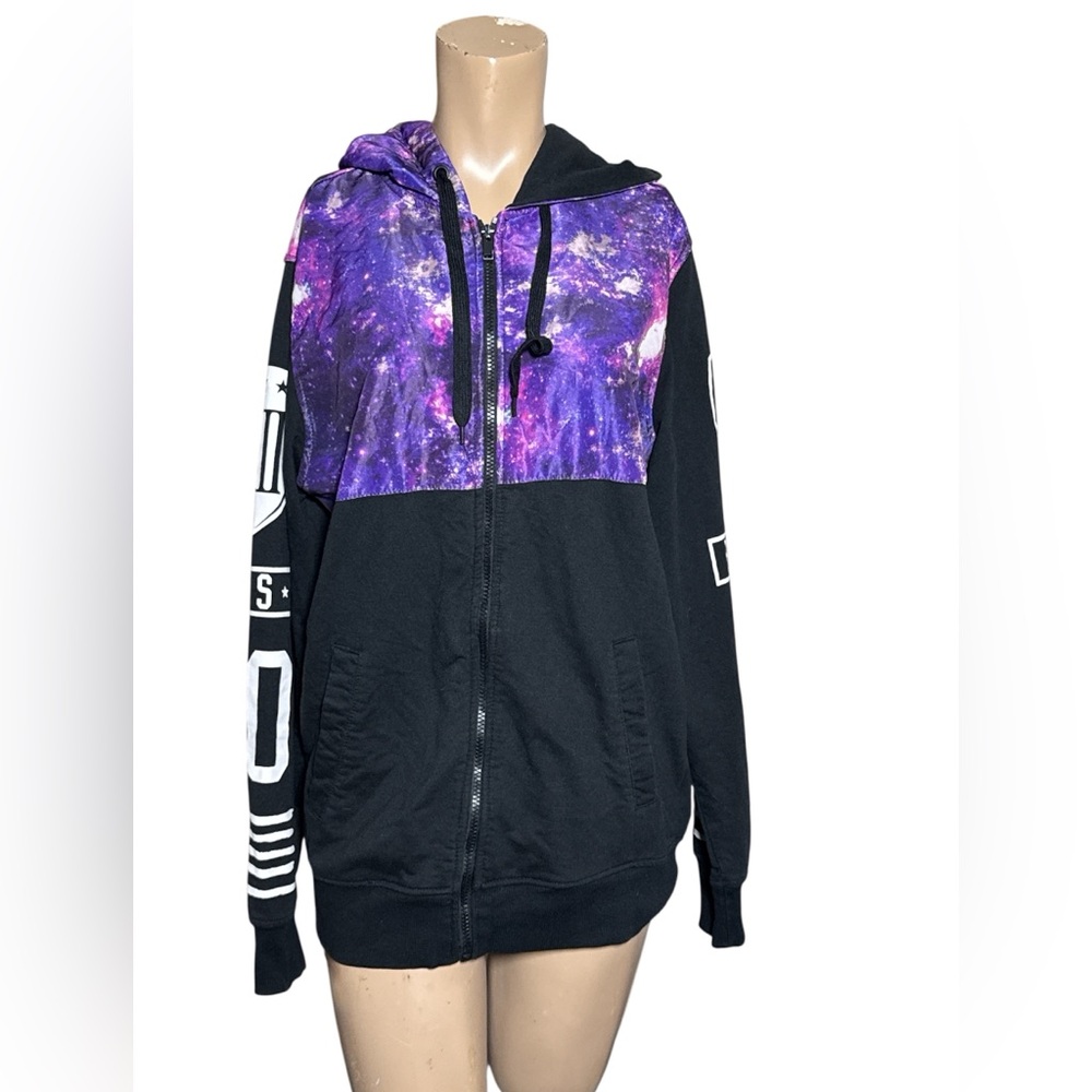Men’s Hoodie Size Small Master Piece Space Print Science Purple Cosmos Astronomy